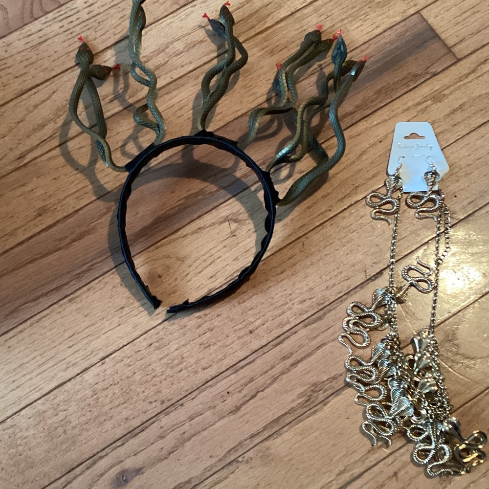 Snake Headband and Necklace Set with earrings